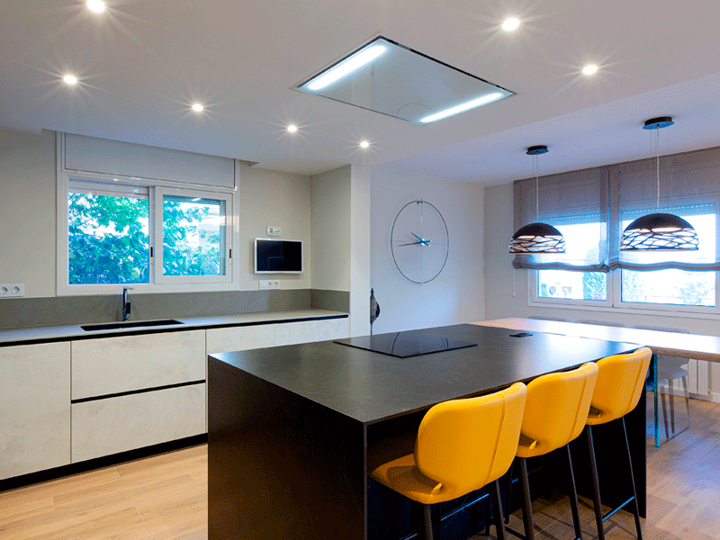 Cocina abierta al salón, ideas para reforma de cocina, Contemporánea Granollers