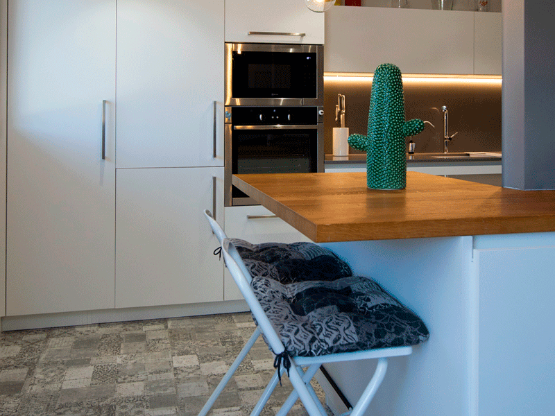 Cocina abierta al salón, ideas para reforma de cocina, Contemporánea Granollers
