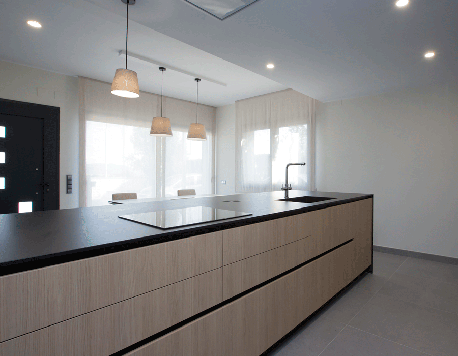 Cocina abierta al salón, arquitecto Granollers, Contemporánea diseño y arquitectura
