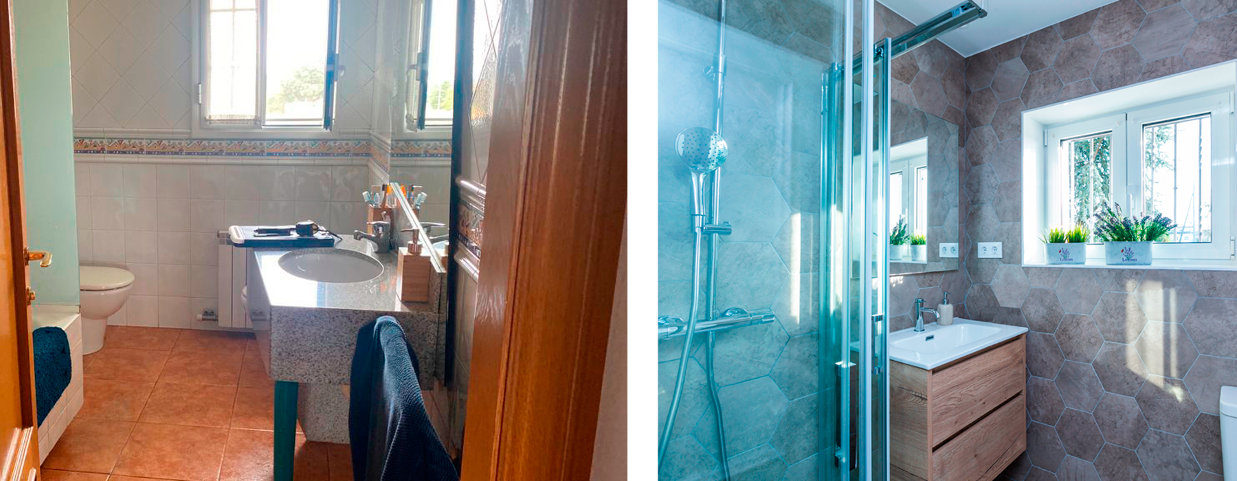 Reforma de baño, antes y después, Contemporánea Granollers