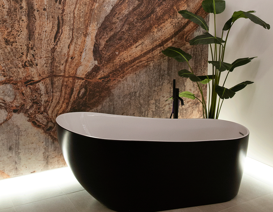 Reforma de baño en negro, Contemporánea Granollers
