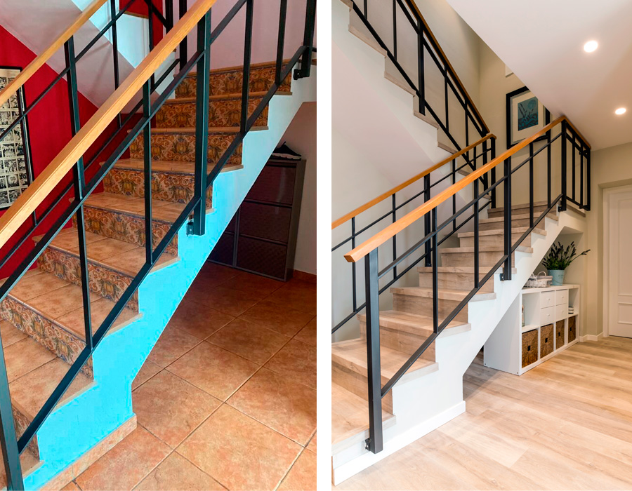 Reforma de escalera, antes y después, Contemporánea Granollers